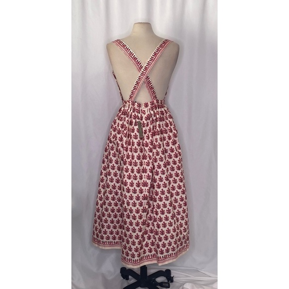 NWT!! J. CREW Poplin Apron Dress Floral Block Print Warm Sesame Red Size 16 - Picture 9 of 15